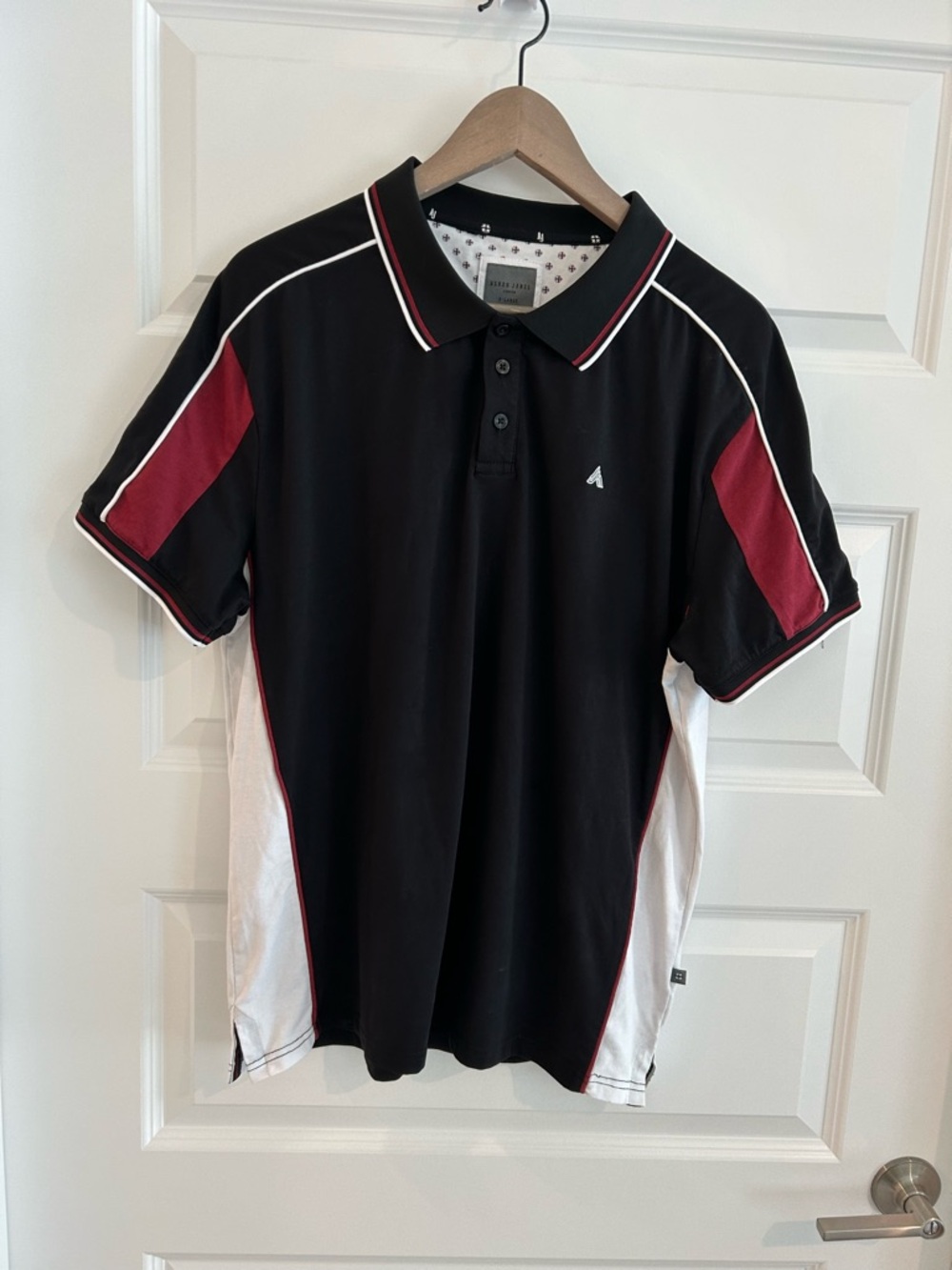 Asher Jones Men’s Polo Shirt Black White Size XL